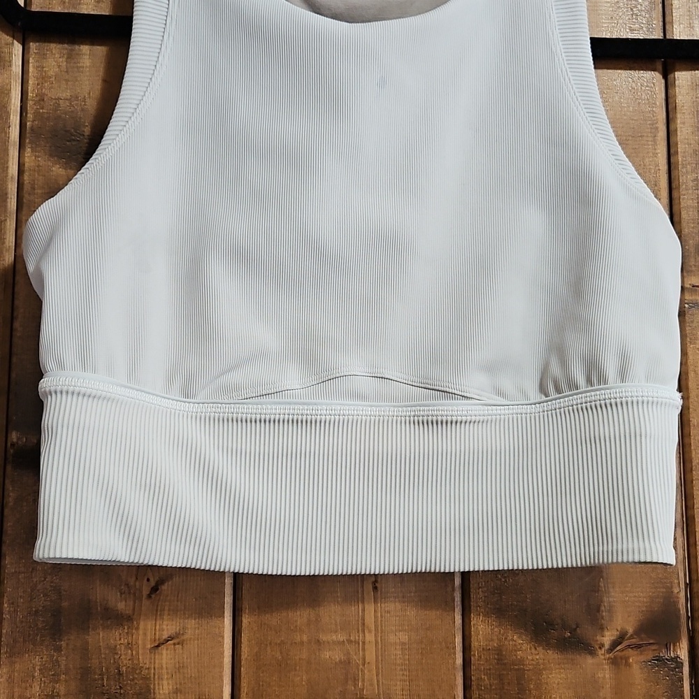 Lululemon White Kick Serve High Coverage Long Line Bra Size 10 - Picture 6 of 16